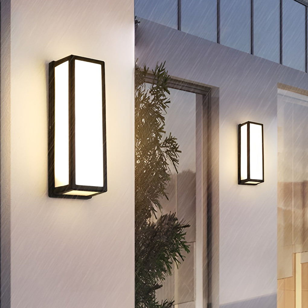 [Open-Box] White Rectangle LED Waterproof Motion Sensor Black Modern Wall Sconce Lighting