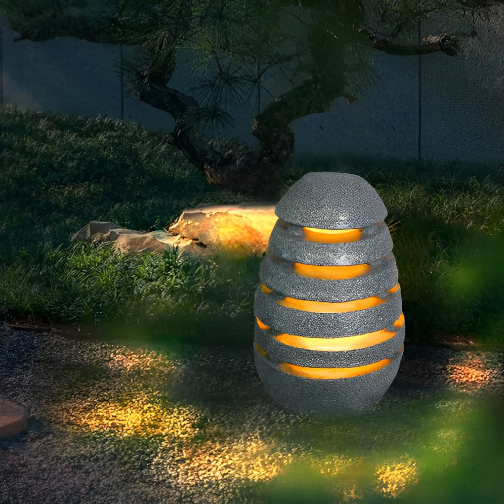 Elegant Egg-Shaped Resin Outdoor LED Lawn Light Waterproof & Modern Lighting