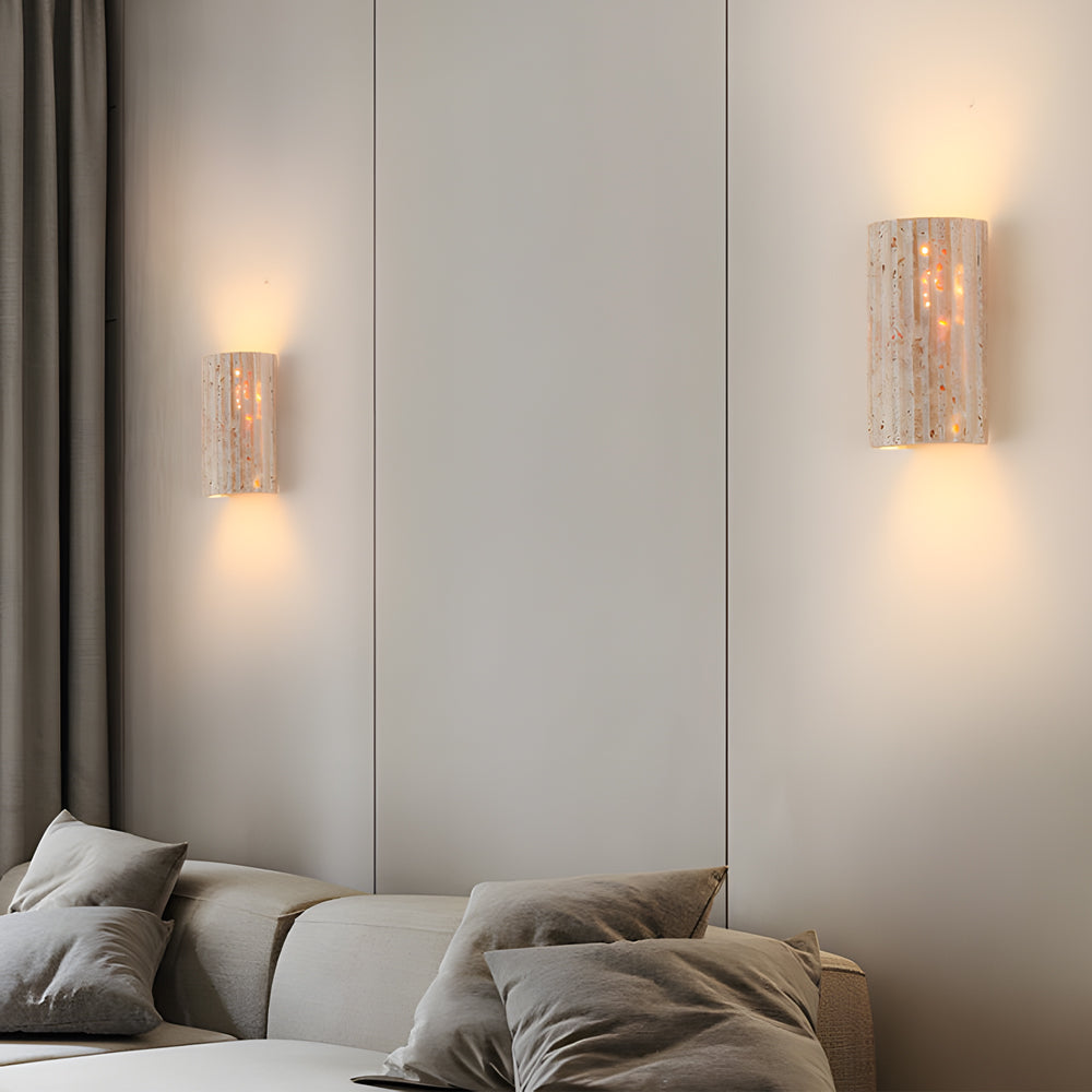 Rectangular Indoor Wall Sconces With Up And Down Lighting Modern Minimalist Faux Alabaster