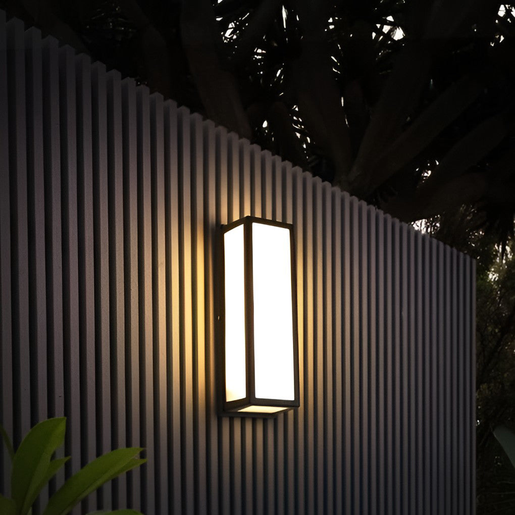 [Open-Box] White Rectangle LED Waterproof Motion Sensor Black Modern Wall Sconce Lighting