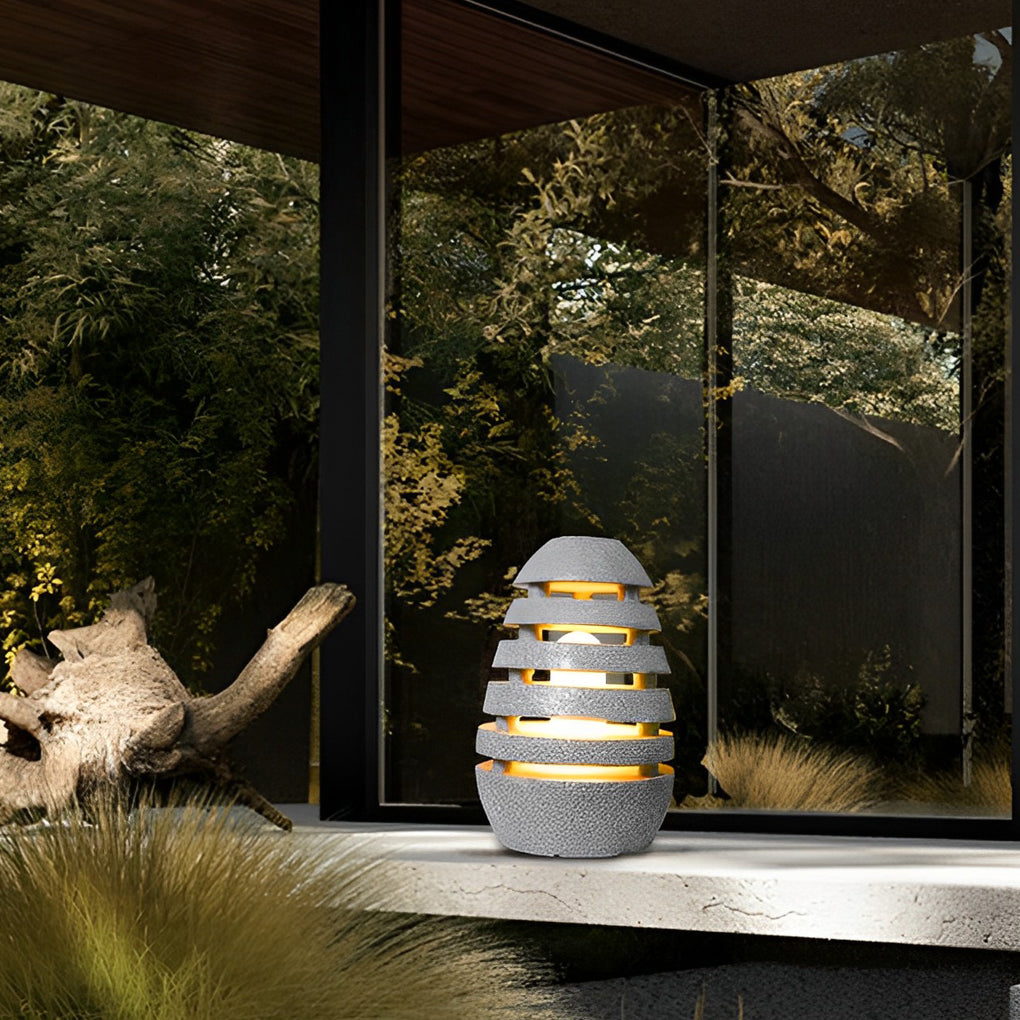 Elegant Egg-Shaped Resin Outdoor LED Lawn Light Waterproof & Modern Lighting