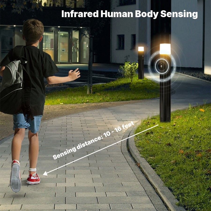 Motion Sensor Black Exterior Bollard Lighting Solar Path Lights
