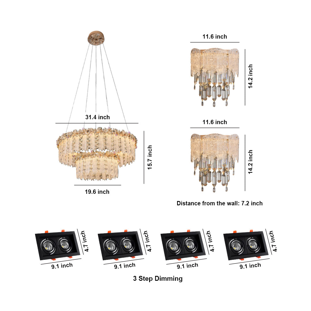 Luxury Lighting Bundle: Chandelier, Sconce & Recessed Light