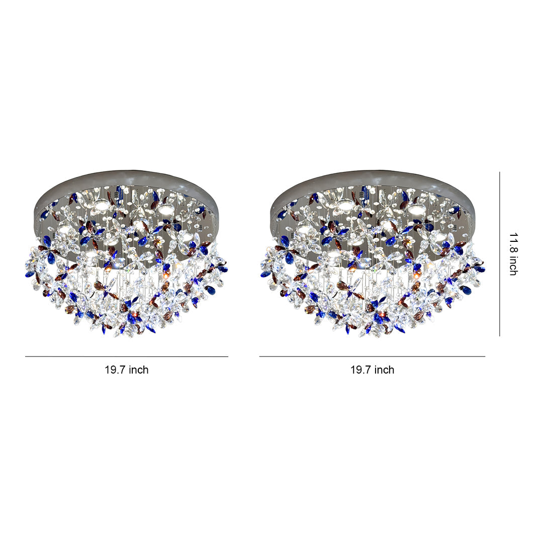 Crystal Flush Mount Lights French Round LED Romantic Ceiling Light