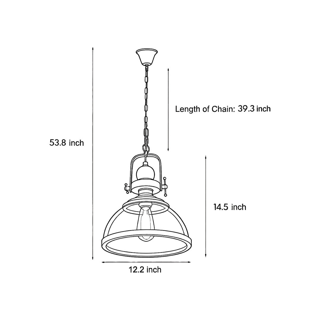 Clear Glass Pendant Lighting Retro Industrial Ceiling Light