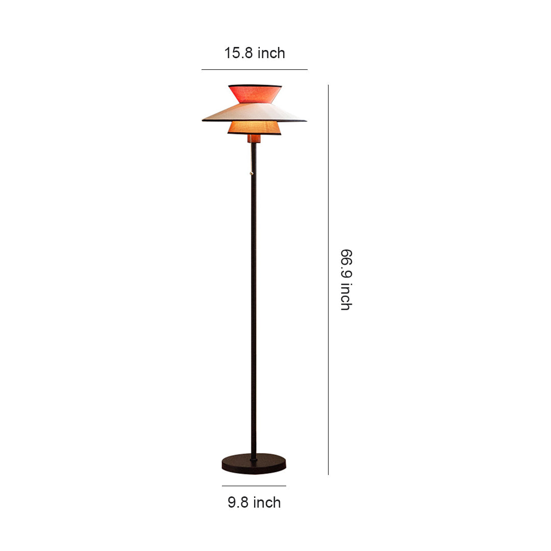 Ambient Floor Lamps Vintage with Pull Chain Switch Fabric Shade Light