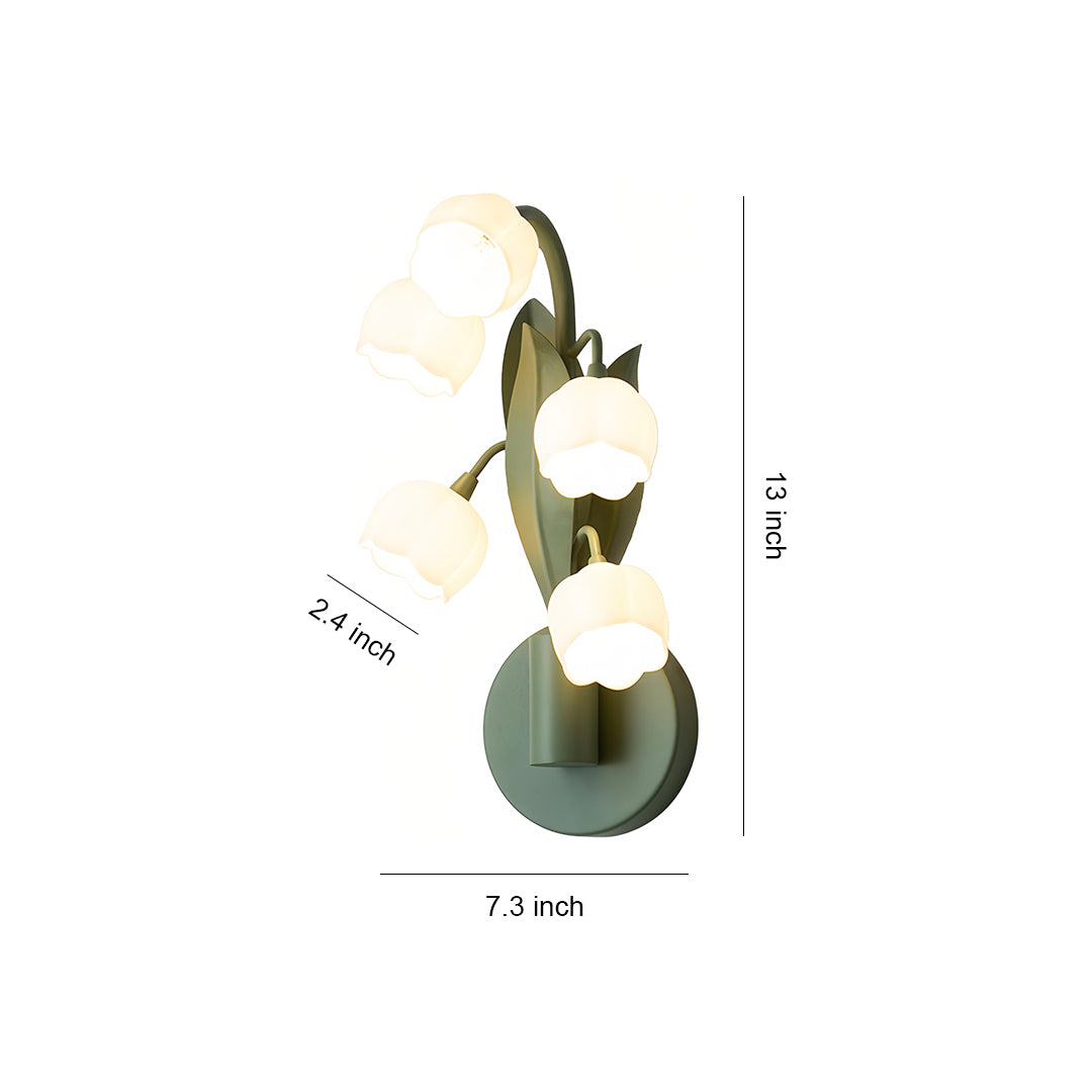 Floral Wall Lights French Country Classic Bellflower Glass Lamp