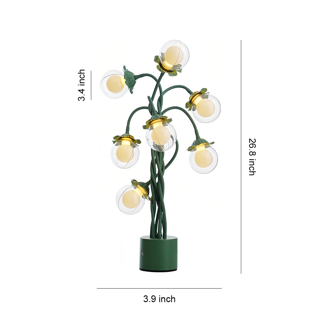 Retro Green Table Lamp French Floral Artistic Globe Decorative Light