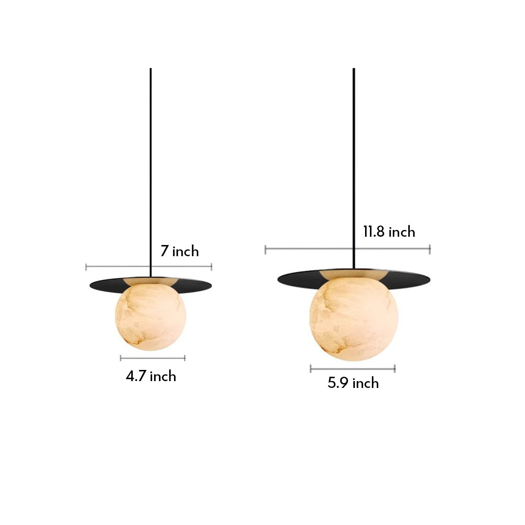 Ball Pendant Lights Nordic Natural Marble Full Copper Dining Table Lamp