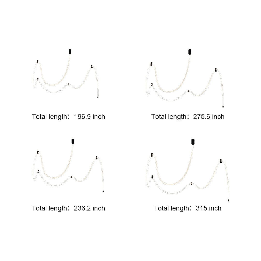 Long LED Ceiling Light Minimalist Creative Black Linear Lamp