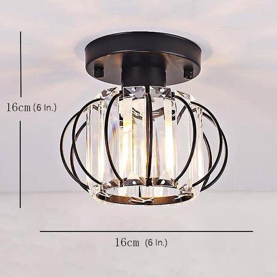 Gold Semi Flush Ceiling Light: Crystal Hallway Lamp