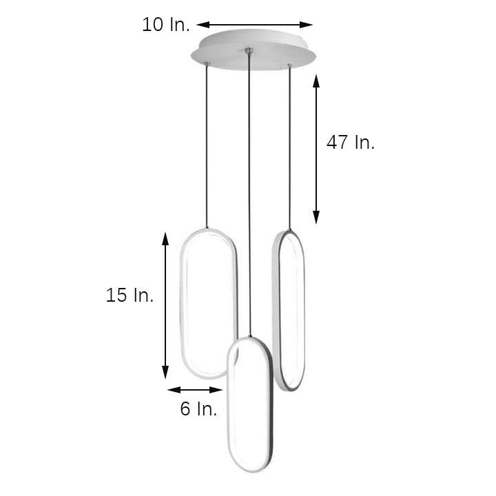 Modern Curved 3 Oval Chandeliers Aluminum Ceiling Light