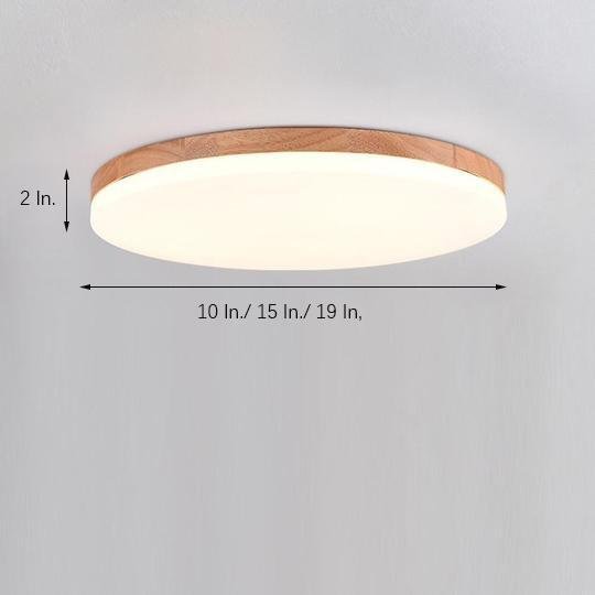 Circular Minimalist Flush Mount Light Wood Acrylic LED Ceiling Lights