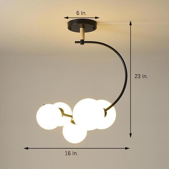 Nordic Style 5-Lights Cluster Globe Chandelier Gold and Black Ceiling Lights