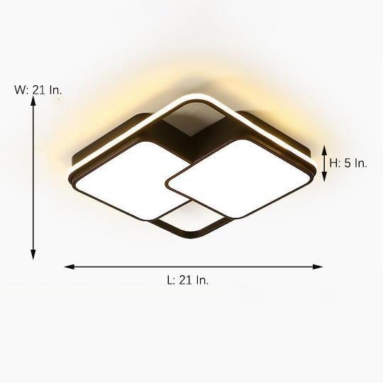 3 Square Dimmable LED Black Modern Flush Mount Ceiling Lighting for Bedroom