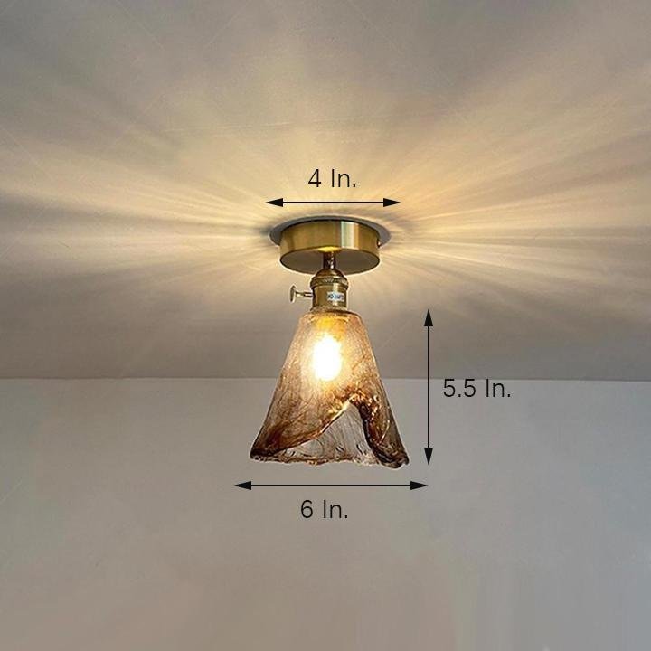 Creative Glass Lantern LED Electroplated Nordic Semi-Flush Mount Ceiling Lighting