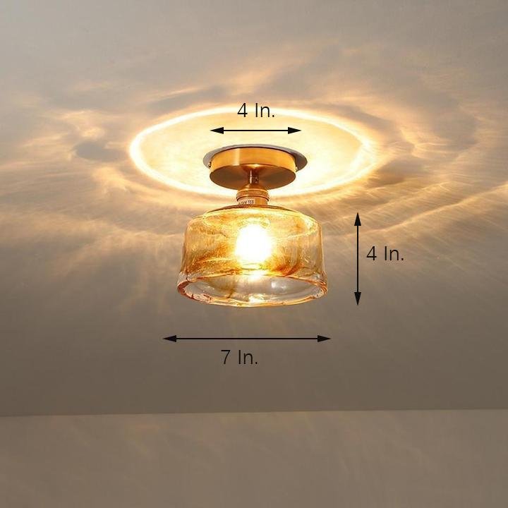 Creative Glass Lantern LED Electroplated Nordic Semi-Flush Mount Ceiling Lighting