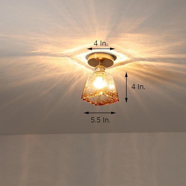 Creative Glass Lantern LED Electroplated Nordic Semi-Flush Mount Ceiling Lighting