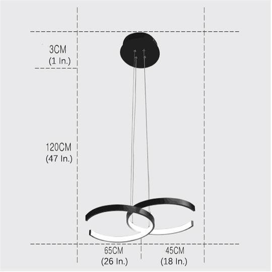 Two C-Shaped Pendant Lighting Metal Silica Gel Ceiling Light