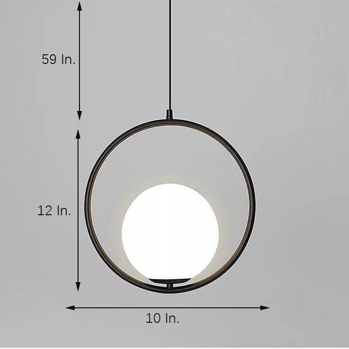 Modern Metal Circle Glass Globe Shaped Pendant Ceiling Light