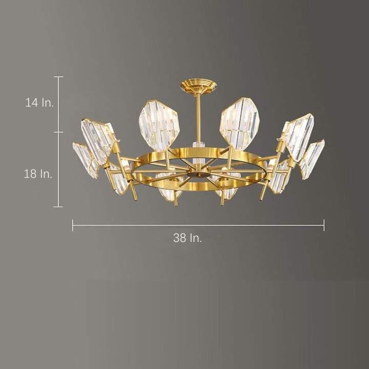 Brass Ring Frame Crystal Chandelier - Gold Metal, Crystal Accents Ceiling Lighting