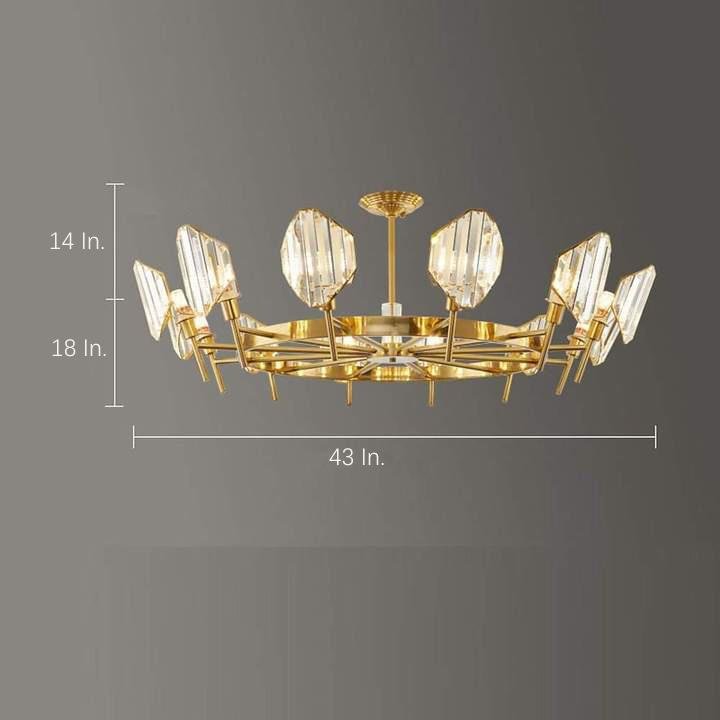 Brass Ring Frame Crystal Chandelier - Gold Metal, Crystal Accents Ceiling Lighting