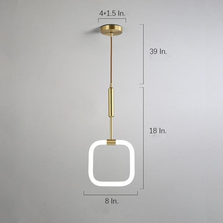 Square Pendant Light Copper Acrylic Geometrical LED Ceiling Lights