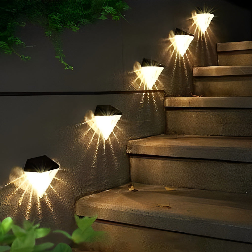 2PCS LED Waterproof Black Solar Wall Lamp Outdoor Wall Lights Fixture