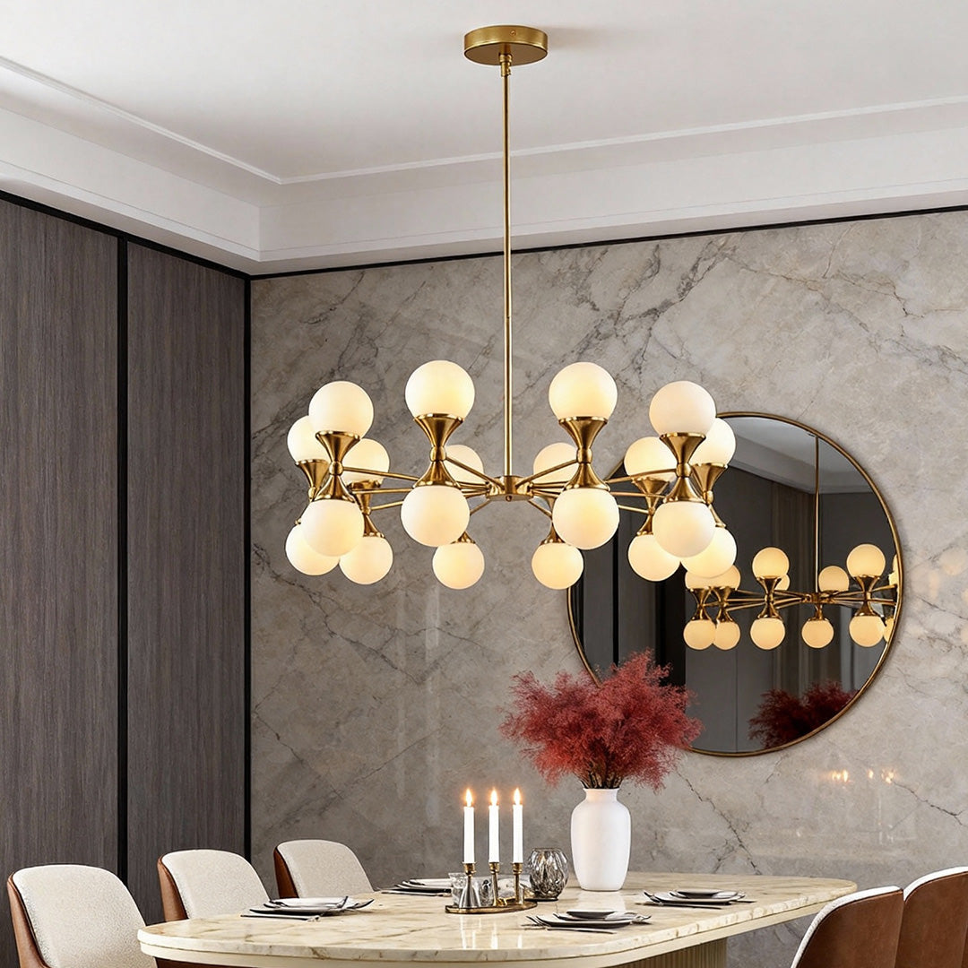Bubble Glass Chandeliers Stylish Full Copper Nordic Ceiling Light