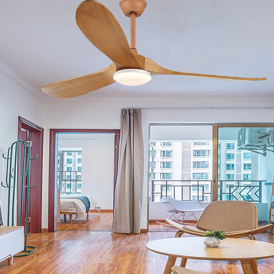 [Open-Box]Retro Solid Wood Frequency Conversion Silent Dimming Ceiling Fan with Lights