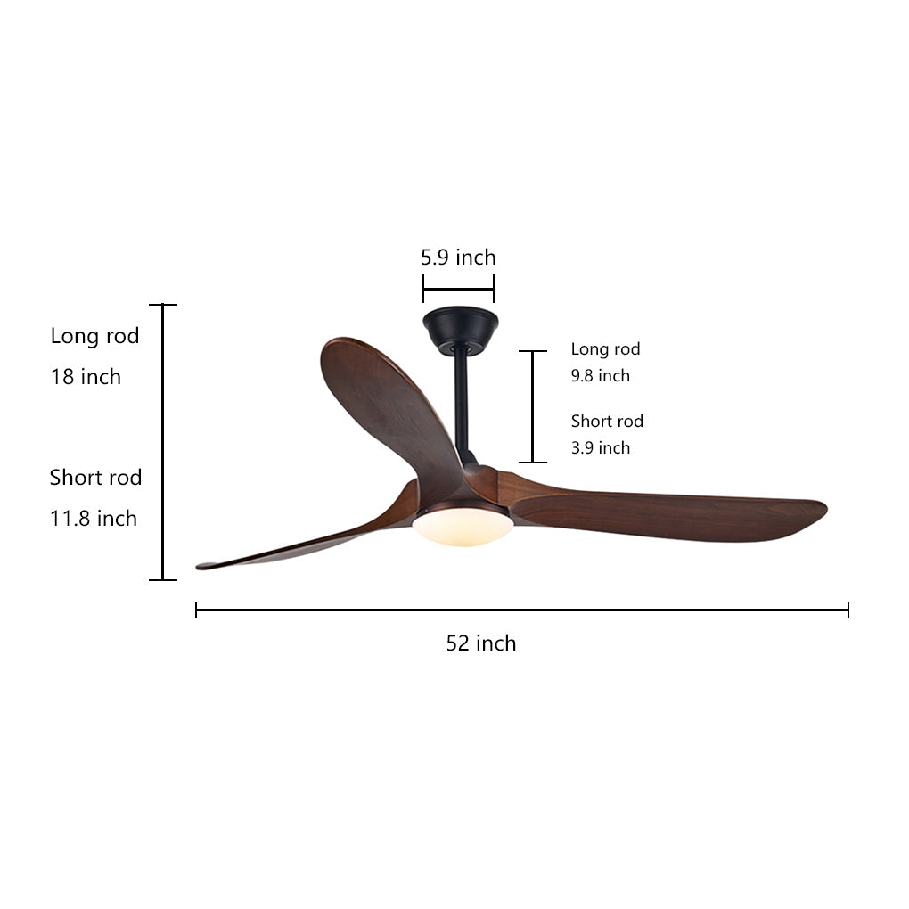 [Open-Box]Retro Solid Wood Frequency Conversion Silent Dimming Ceiling Fan with Lights