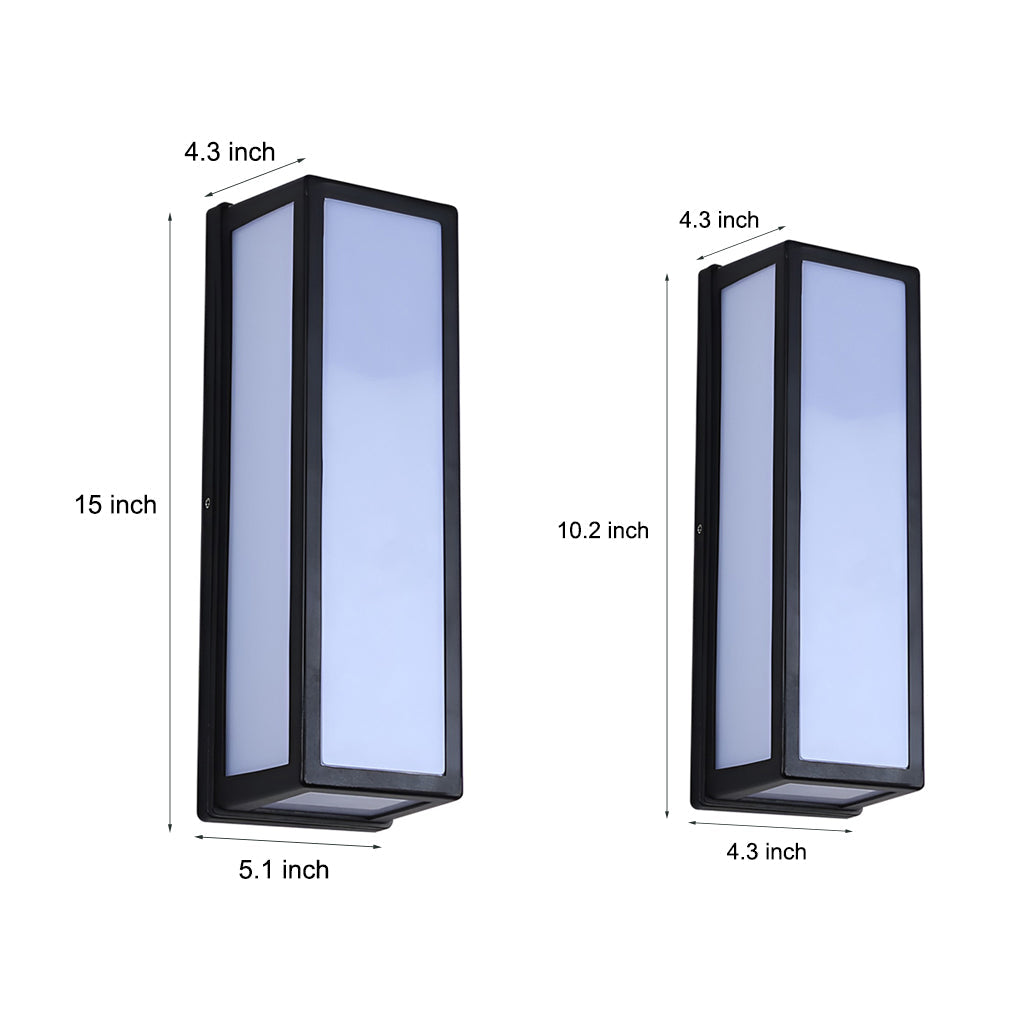 [Open-Box] White Rectangle LED Waterproof Motion Sensor Black Modern Wall Sconce Lighting