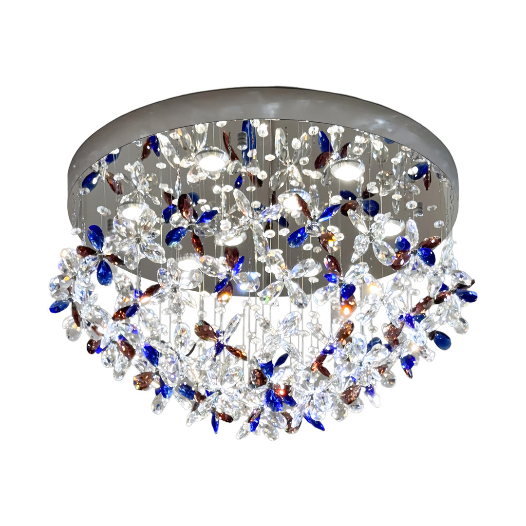 Crystal Flush Mount Lights French Round LED Romantic Ceiling Light