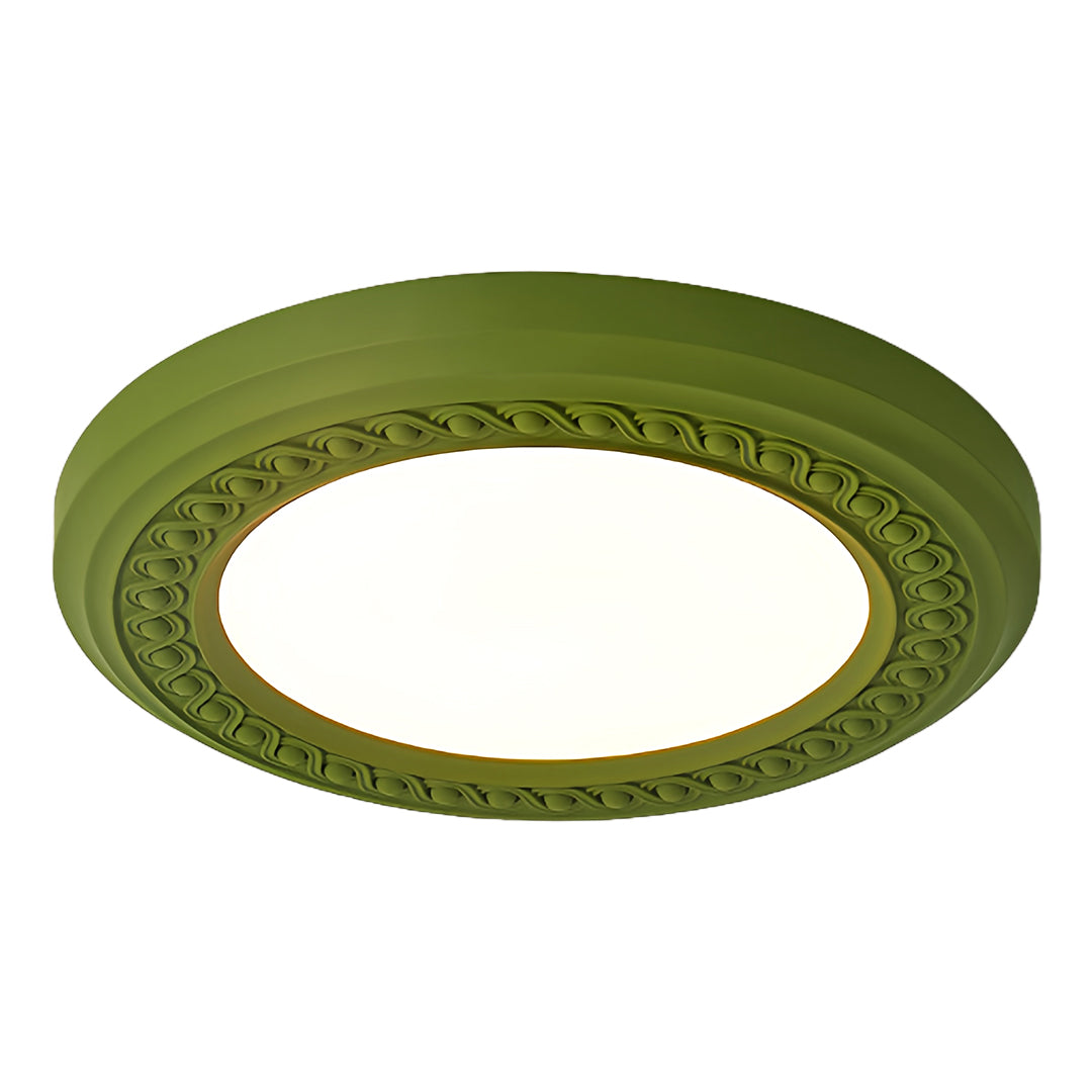 Retro Flush Mount Light Carved Resin Elegant Acrylic Ceiling Light
