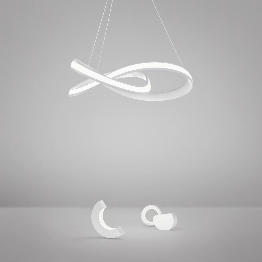 Modern Ribbon Shaped Chandelier with Remote Control