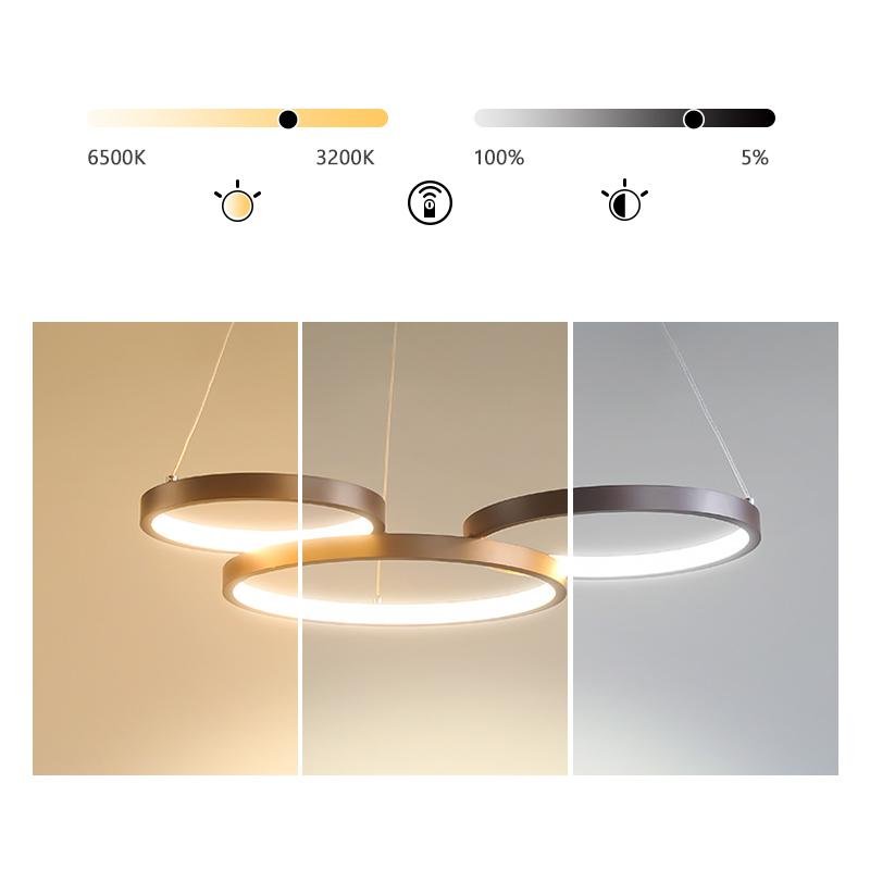 3 Rings Chandelier Dimmable Ceiling Lights with Remote Control