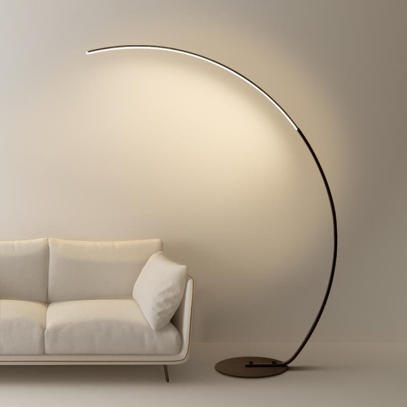 Black Aluminum LED Dimmable Arc Floor Lamps