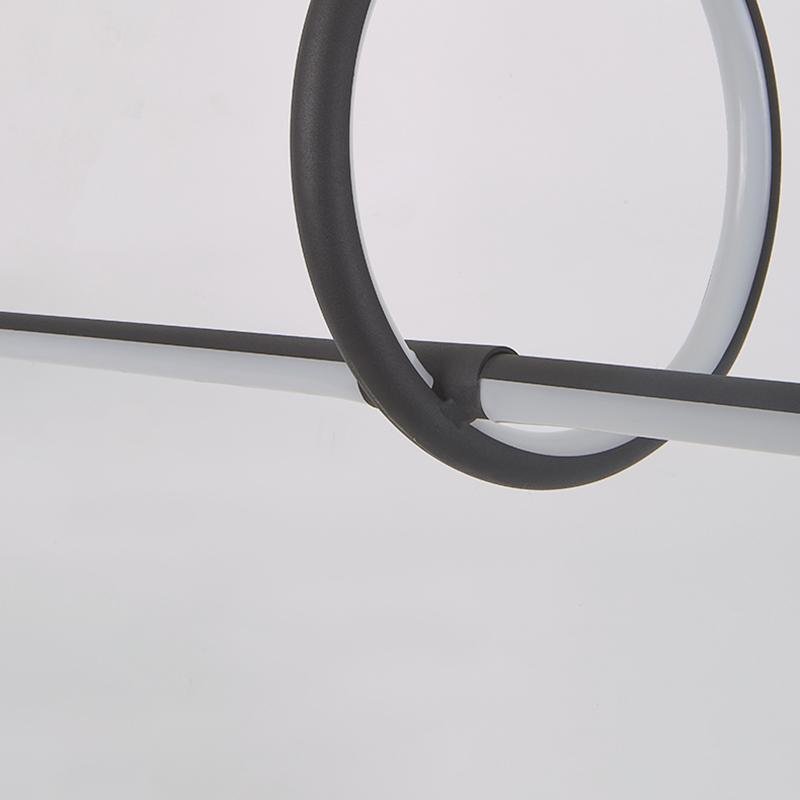 Linear and Round Combination Pendant Light, Modern Black Finish