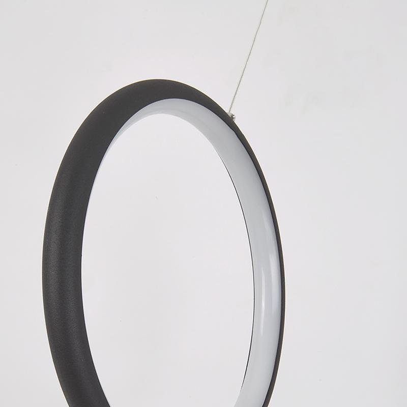 Linear and Round Combination Pendant Light, Modern Black Finish