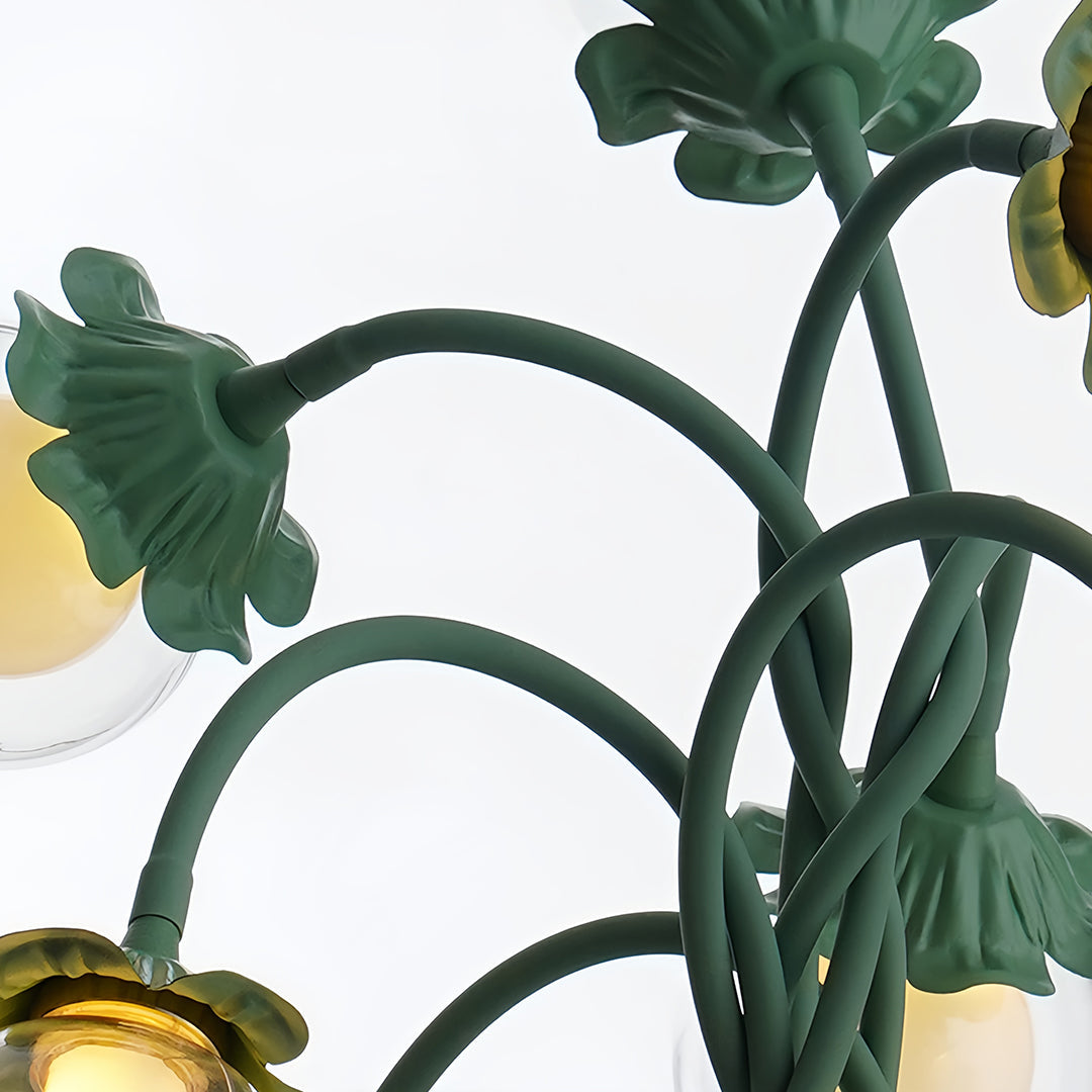 Retro Green Table Lamp French Floral Artistic Globe Decorative Light