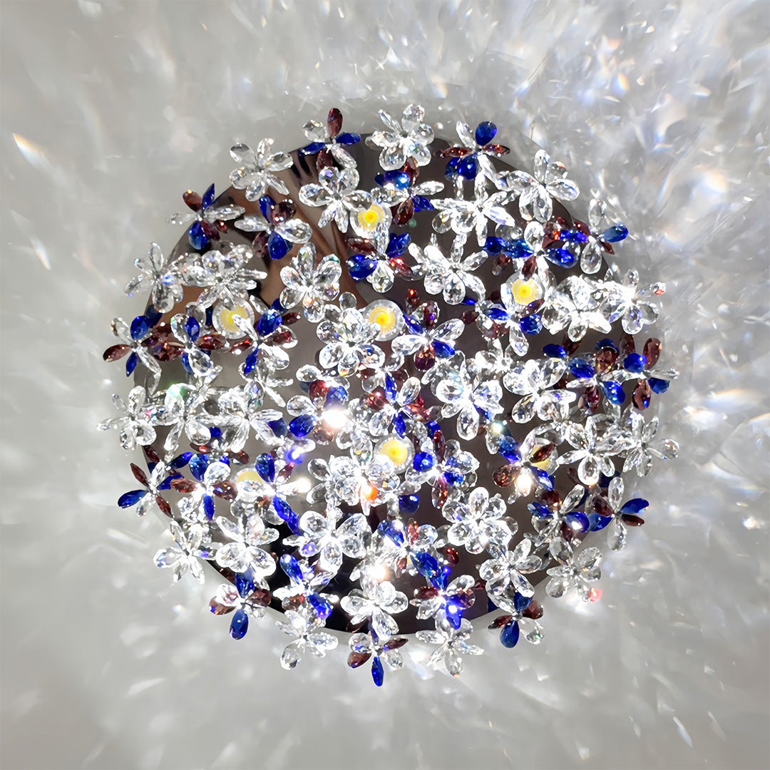 Crystal Flush Mount Lights French Round LED Romantic Ceiling Light