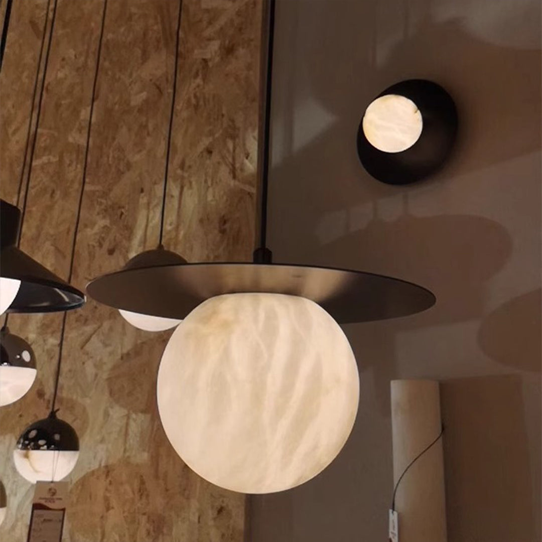 Ball Pendant Lights Nordic Natural Marble Full Copper Dining Table Lamp