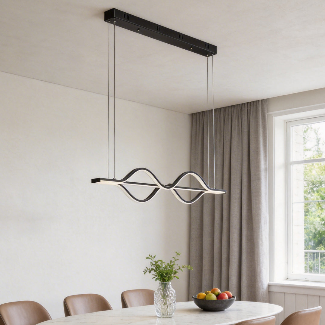 Simple Long Waves Lines 3 Step Dimming Modern Dining Room Chandeliers