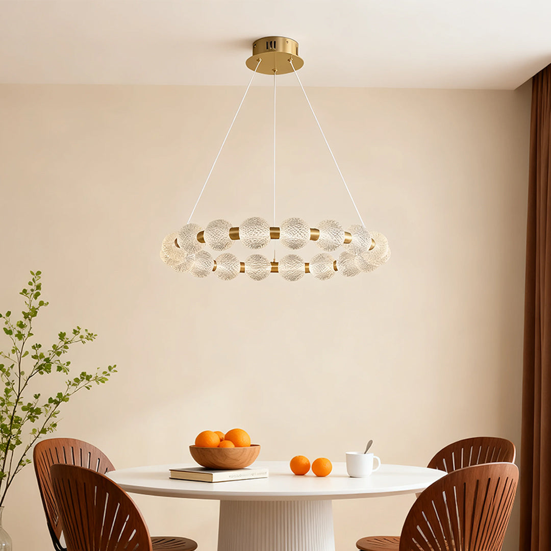 Glass Shade Chandelier Round Minimalist Luxury Island Ceiling Light