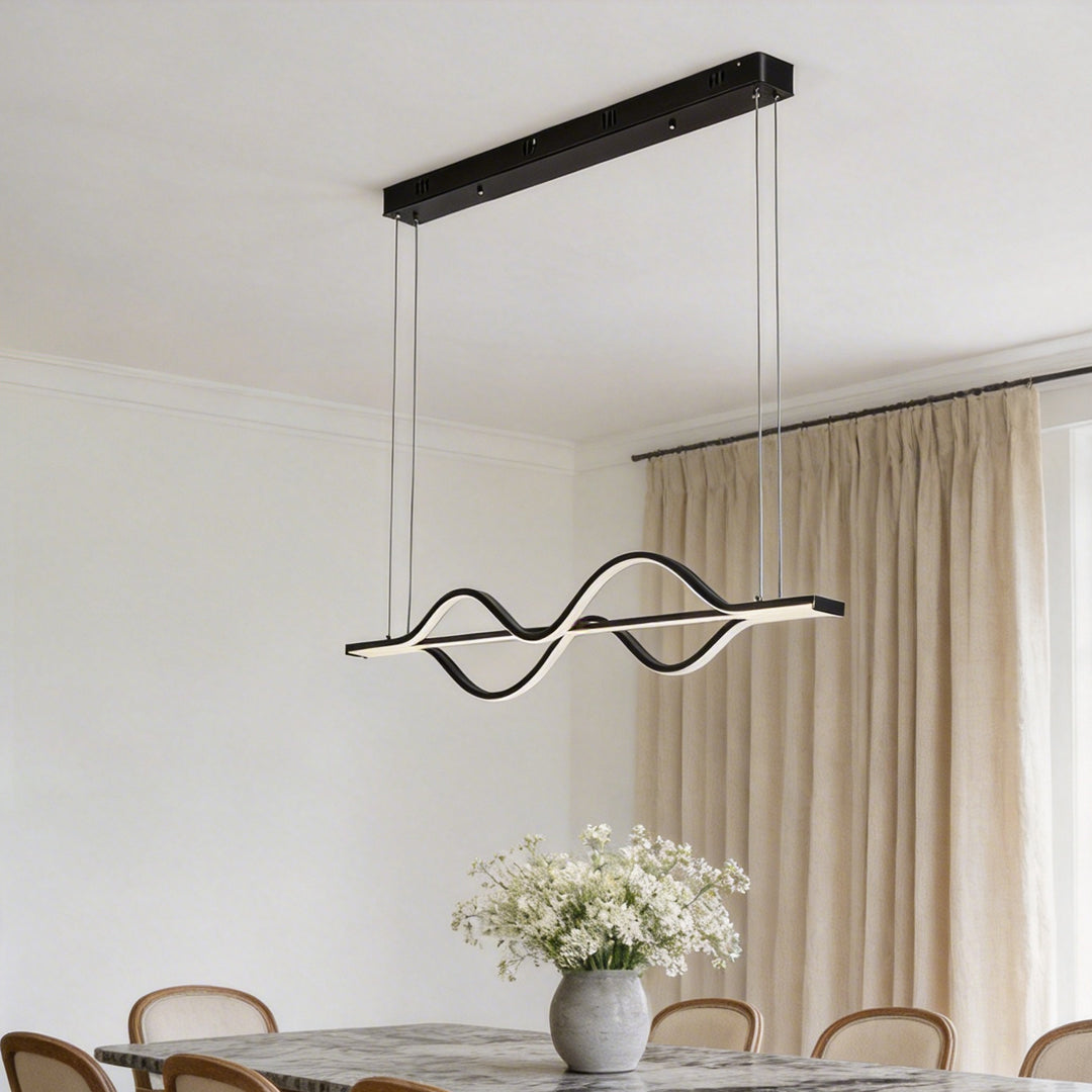 Simple Long Waves Lines 3 Step Dimming Modern Dining Room Chandeliers