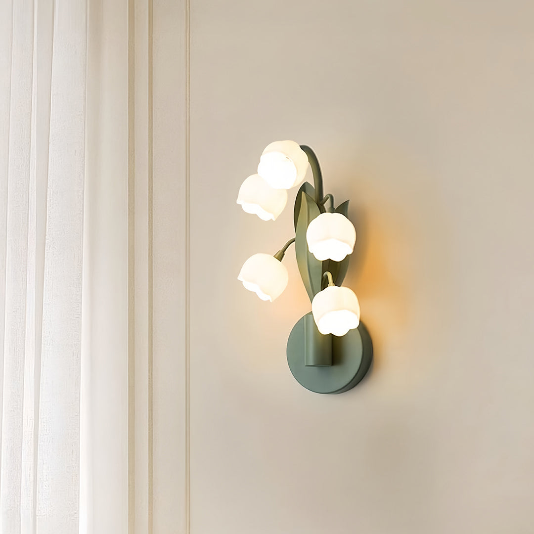 Floral Wall Lights French Country Classic Bellflower Glass Lamp