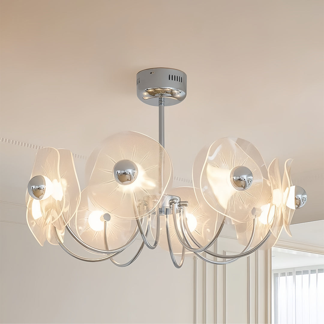 Acrylic LED Chandelier Multi-head with Chrome Accents Ceiling Light