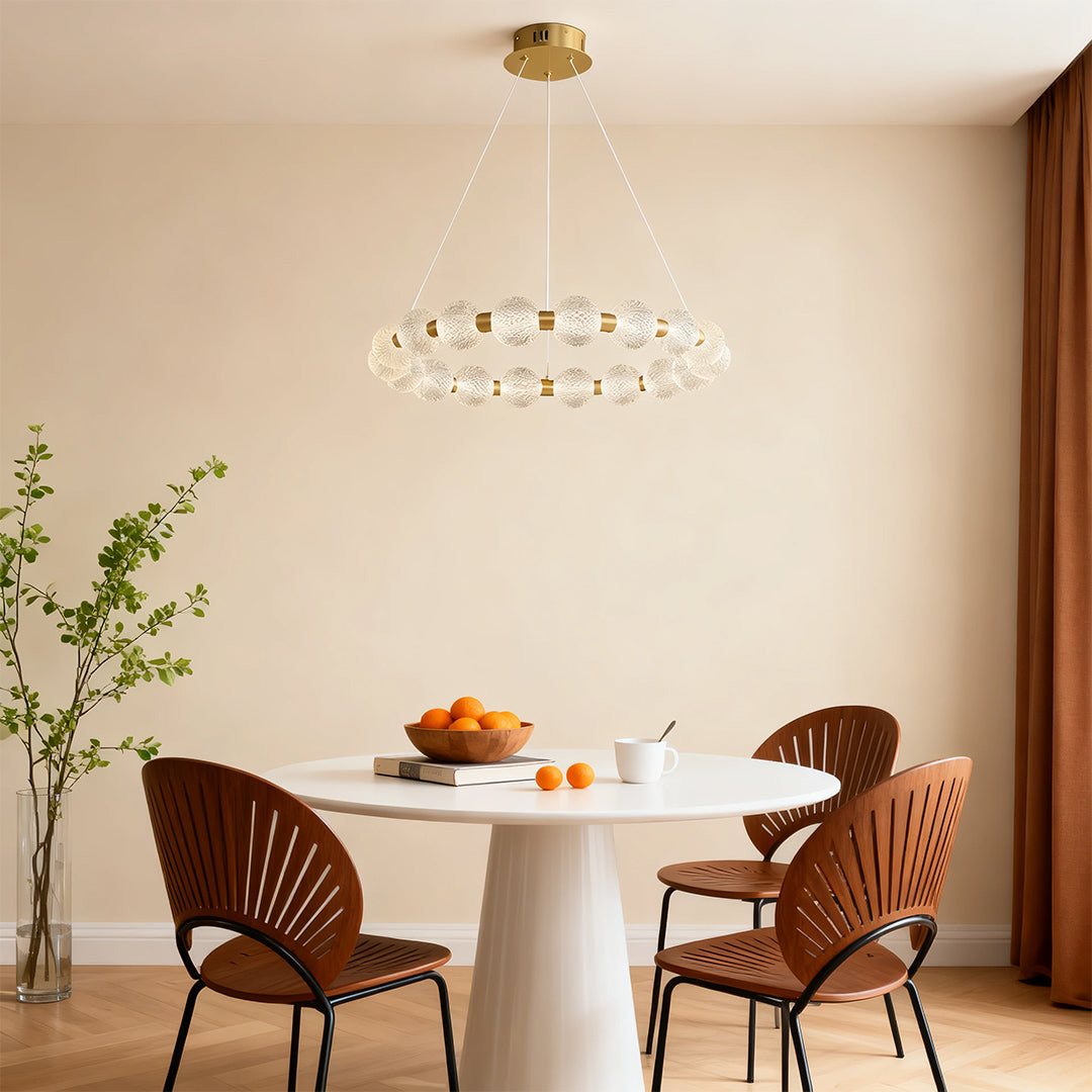 Glass Shade Chandelier Round Minimalist Luxury Island Ceiling Light