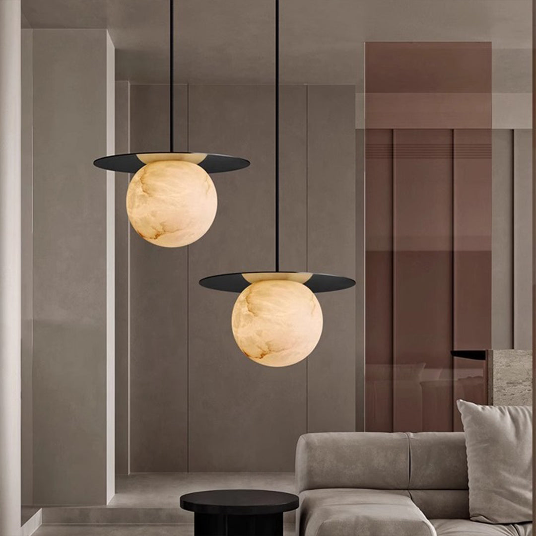 Ball Pendant Lights Nordic Natural Marble Full Copper Dining Table Lamp