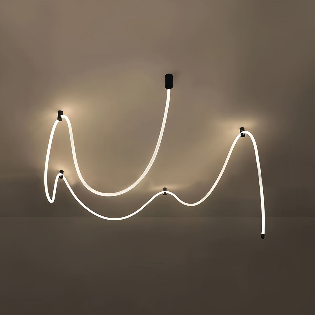 Long LED Ceiling Light Minimalist Creative Black Linear Lamp